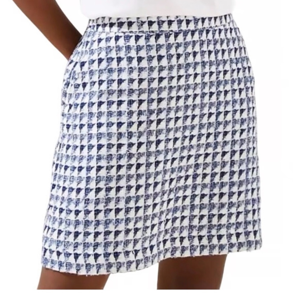 LOFT Blue and White Patterned Mini Skirt